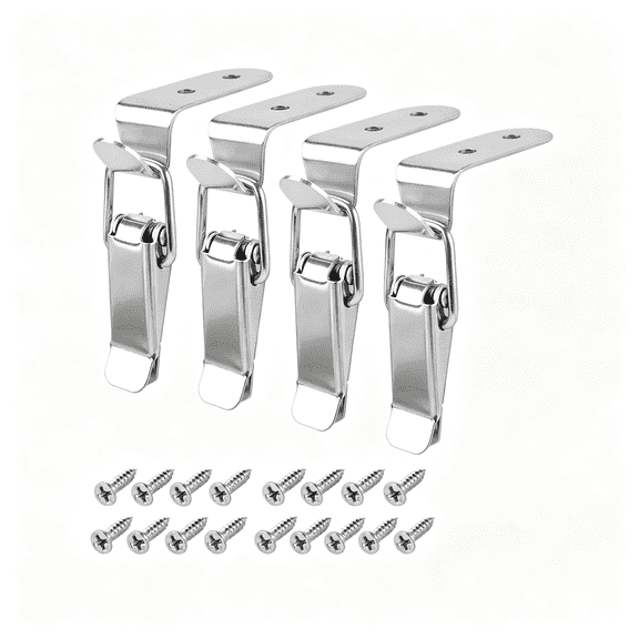 ZHZFKQ 4 Sets Stainless Steel Box Latch Toggle Catch Lock Latches Cabinet Hardware Corner Generic 90 Degree for Door Barn Heavy Duty Durable Corner Latch