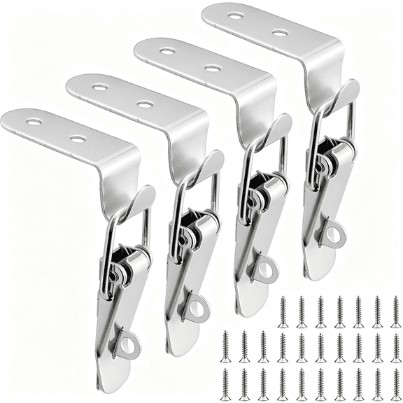 ZHZFKQ 4Pcs 90-Degree Angle Latch,Stainless Steel Corner Latch with Keyhole,Tool Box Hood Clasp Buckle Lock Latch with Screws for Case Box Closet Versatile 90 Degree Latch