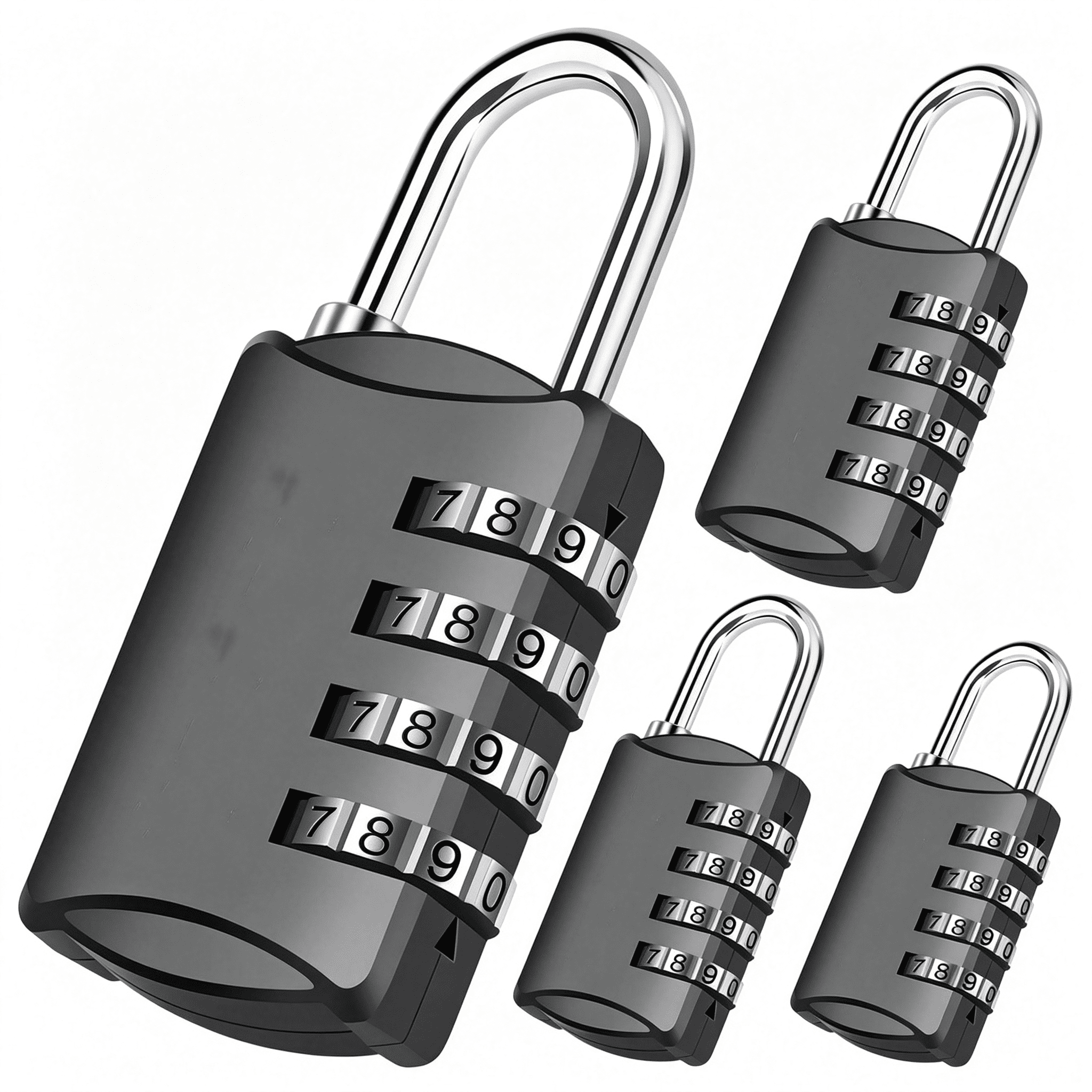 ZHZFKQ 4Pcs Combination Lock,4-Digit Padlock Keyless,Resettable Luggage ...