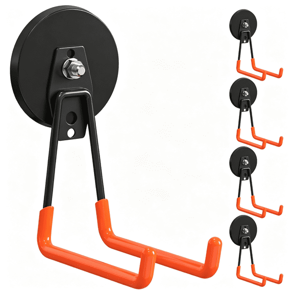 ZHZFKQ 4Pcs Large Magnetic Hooks Heavy Duty Strong Magnet Hooks Heavy Duty Garage Storage Hook Utility Magnet Hooks for Garage Shelve Tool Cart Garden Tools Magnetic Hanger Holder Organizatio