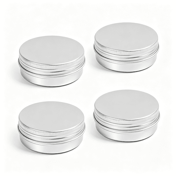 ZHZFKQ 4Pcs Metal Round Tins Aluminum Cans, 2 Oz, Silver | Empty Tin with Screw Lids, for Salve, Lip Balm, Spices Or Candies Containers Metal Tin