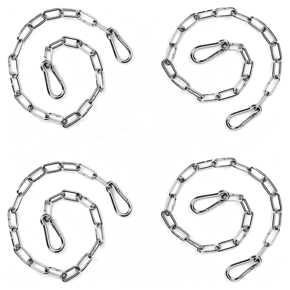 ZHZFKQ 4Pcs Stainless Steel Gate Chain Lock - 24 Inch Chain Link with Double-Ended Carabiners for Outdoor Fence and Metal Gates - Secure Gate Latches and Locks for Cow, Horse, Dog, Pet Cages