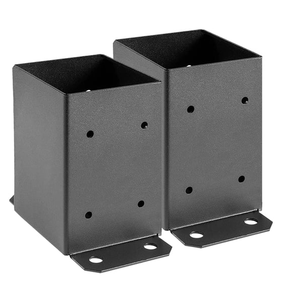 ZHZFKQ 4X4 Post Base 2 Pcs,Inner Size 3.6"X3.6" Deck Post Base,Heavy Duty Powder-Coated Post Anchor Black Wood Post Brackets for Decking Porch Railing Support