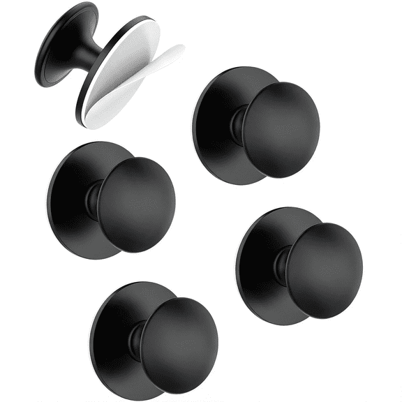 ZHZFKQ 5 Pack Black Self-Adhesive Cabinet Knobs,Self-Stick Hardware,Kitchen Cabinet Handles,No-Punch Peel and Stick Drawer Knobs for Refrigerators,Dressers,Windows,Closets