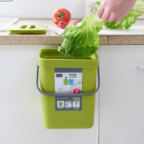 ZHZFKQ 5L Kitchen Compost Bin, Wall Mounted Countertop Composter with Lid, No-Drill Hanging Food Scrap Pail for Apartment, RV, Blue