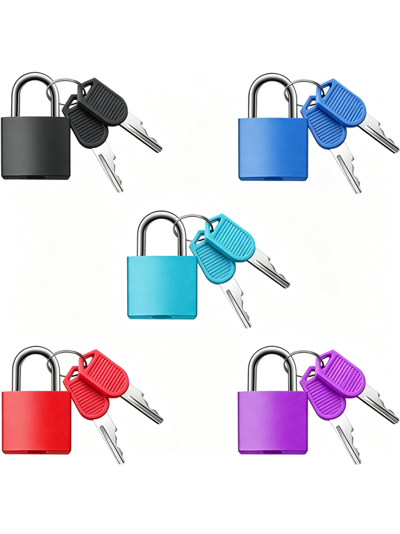 5Pack Suitcase Locks with Keys,23Mm Small Luggage Padlocks Multicolor,Solid Brass Mini Padlocks for Suitcase,Luggage,Travel Bag,Backpack Zipper,Jewelry Box,Diary Books,Drawer,Toolbox