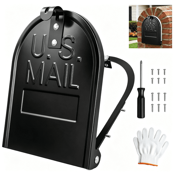 ZHZFKQ 6 1/4" Wx8 1/4" H,Mailbox Door Replacement Panel,Black Galvanized Steel Snap-In Front Door with Flat-Head Screws,Easy No-Drill Kit for Standard Residential Curbside&Brick Mailboxes