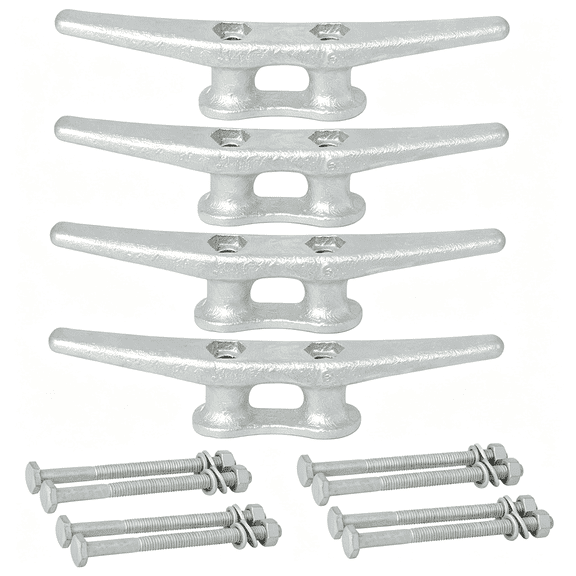 ZHZFKQ 6/8/10/12/14In Dock Cleats with Bolts,Hot Dipped Galvanized Cast Iron Boat Cleats,Rope Cleat Boat Dock Cleats for Boat Docks,Decks,Piers for Tying Up Boats,Marine Decor(1,2,4,5,6,8,10,12Pc)