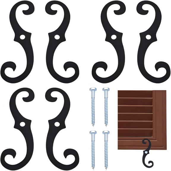 ZHZFKQ 6 Pack Shutter Dogs Hardware Decorative,6.3"Black Shutter Dog Holder Shutters Dog Fasteners Window Shutter Hardware for Exterior Shutters Restoration Home Decoration Window Installation
