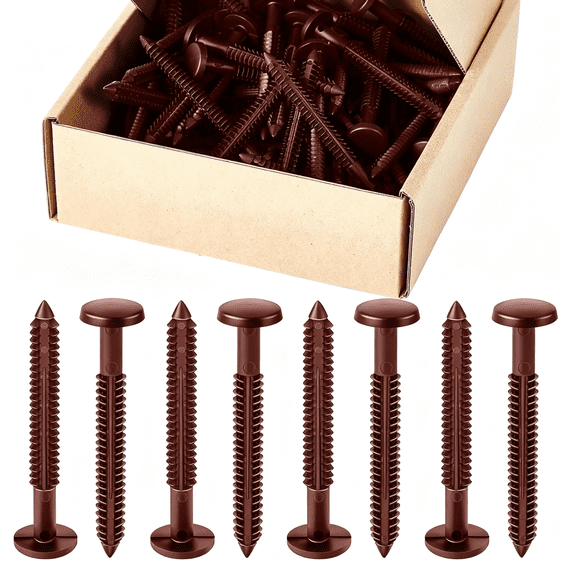 ZHZFKQ 60 Pcs 3 Vinyl Shutter Fastener Window Panel Peg Lok Pin Pegs Screws Shutter Spikes Anchor Hardware Pins(Burgundy Red)