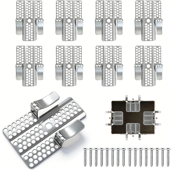 ZHZFKQ 8 Pcs Drywall Repair Clips with 16 Screws,Drywall Clips,1/2 Inch Stainless Steel Fasteners,For Drywall and Prest on Drywall Repair