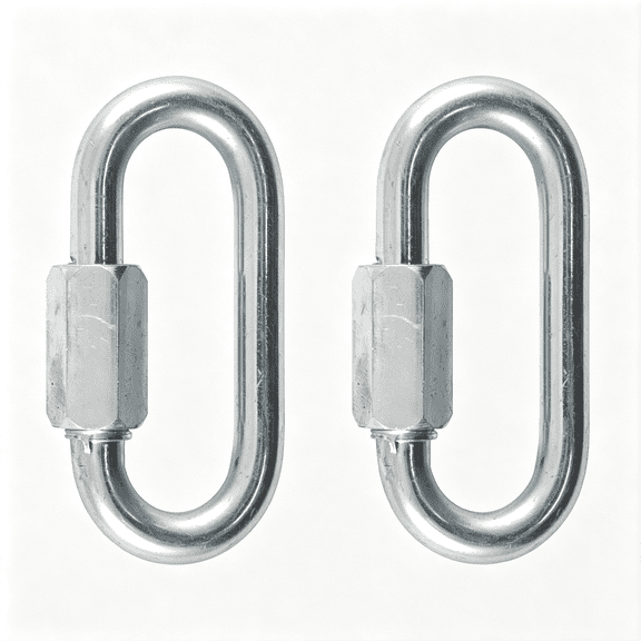 ZHZFKQ 82903 Threaded Quick Link Trailer Safety Chain Hook Carabiner Clips, 516-Inch Diameter, 1,760 Lbs, 2-Pack, Quick Link for Trailer Safety Chains, Clear Zinc
