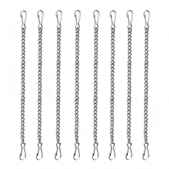 ZHZFKQ 8Pcs 20 Inch Stainless Steel Hanging Chains for Stained Glass Panels - Silver 304 Decorative Chains for Suncatcher Crystals and Hanging Baskets, Window Art & Outdoor Decor