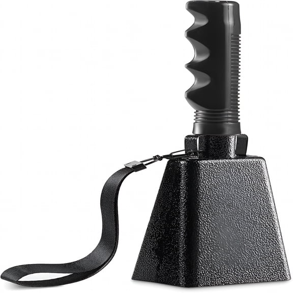 ZHZFKQ 9"Metal Cowbells with Handle-(1 Pack)Cow Bells Loud Cheering Noise Makers for Sporting Events,Football Games,School Spirit,Rallies&Celebrations-Black Steel Percussion