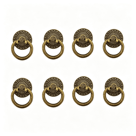 ZHZFKQ Antique Bronze Knob Handle Retro Cabinet Drawer Ring Handle Stylish Antique Bronze Cabinet Knobs(8 Pcs)