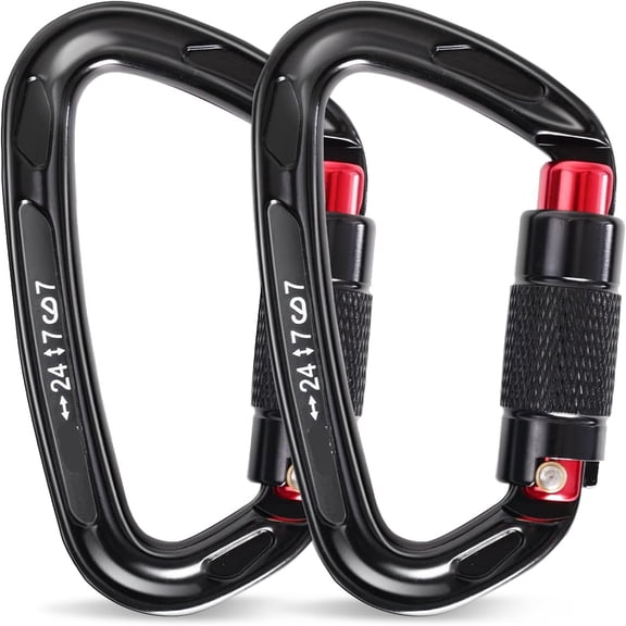 ZHZFKQ Auto Locking Carabiners 24Kn (Major Load 5400 Lbs) Heavy Duty Spring Lock Carabiners, Secure Climbing Carabiner with Keylock Gate for Rock Climbing, Rescue, Aerial Work, Camping 2 Pack