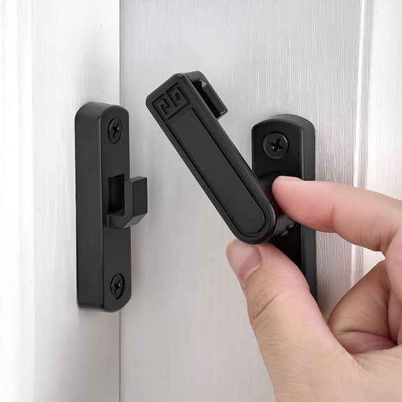 ZHZFKQ Barn Door Latches,Adjustable 90/180 Degree Gate Lock,Zinc Alloy Right Angle Door Lock Latch,Flip Gate Latches Hardware,Door Security Sliding Door Latch Lock for Cabinets,Bathroom. (1,Black)