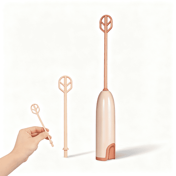 ZHZFKQ Battery Operated Baby Formula Mixer Handheld with 2 Extended Wands, No-Bubble Milk Powder Stirrer for Tall Bottles, Portable Travel & Home Use, Light Brown