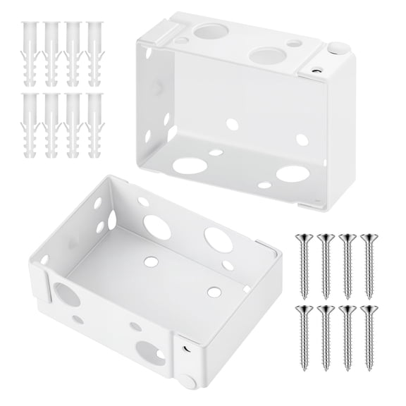 ZHZFKQ Box Mounting Brackets,2 Pcs,Box Blind Bracket for Window Blinds,Fit for 1.5 X 2.25 Inch Headrails,With Self-Tapping Screws and Expansion Tubes,Sturdy Iron,For Blinds Installation,White