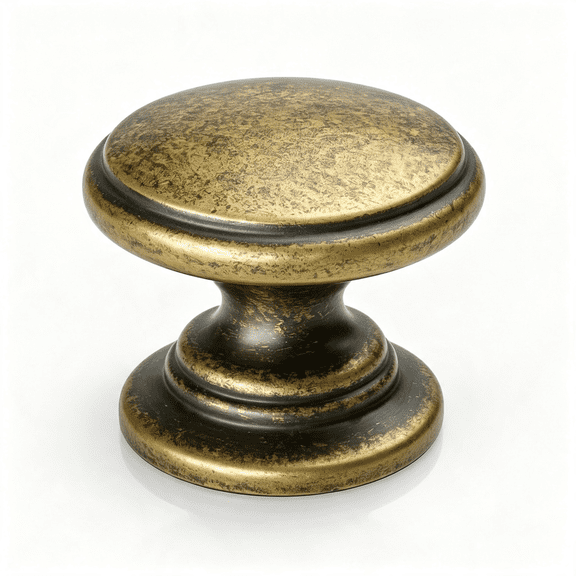 ZHZFKQ Cabinet Knobs, Antique Brass Dresser Knobs 1-1\/5 Inch 25 Pack Round Kitchen Hardware, Solid Zinc Alloy, Single Hole, Screws Included, Drawer Knob for Cupboard Dresser Bathroom Vanity