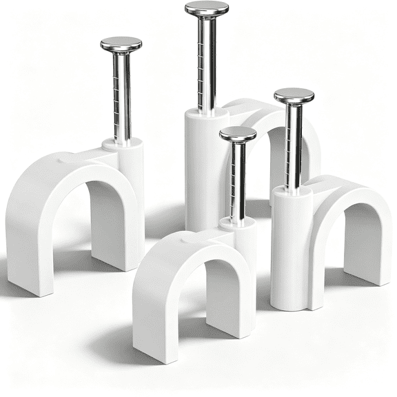 ZHZFKQ Cable Clips Nail In,Cord Clips Ethernet Cables Wire Wall Clips Cable Straps Cables Tacks Cable Nails Coax Cable Clips Cable Management for Speaker 4/6/8/10Mm Rg59 Cat6 Rj45-White