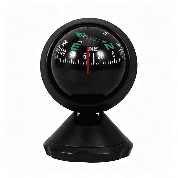 ZHZFKQ Car Dashboard Compass Ball with Adhesive Base,360 Degree Adjustable Marine Navigation Tool for Boat Truck Suv Rv,Spherical Reverse Driving Direction Indicator,Black