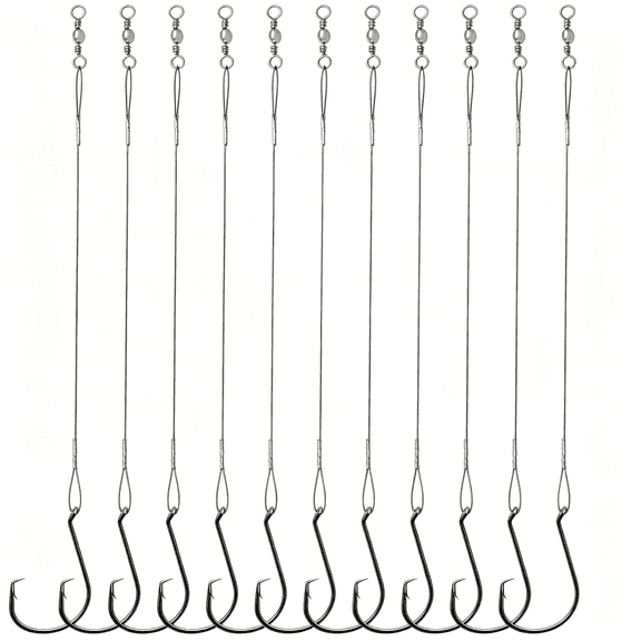 ZHZFKQ Circle Hooks Rigs Saltwater Steel Leader Wire, 25pcs Heavy Duty Circle Hook with Leader Wire Bass Catfish Fishing Lure Rig