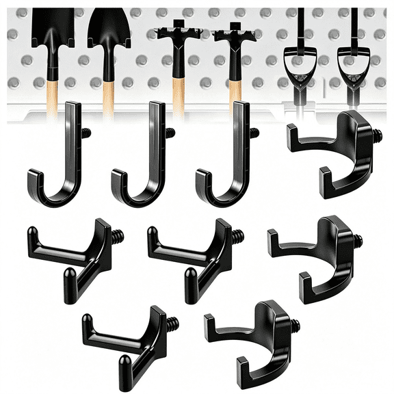 ZHZFKQ Compatible with Storage Shed Accessories, Lifetime Shed Accessories - 9Pcs Heavy Duty Storage Tool Hooks for Shed Shelves, J-Hook/V-Hook/Straight Hook Assortment