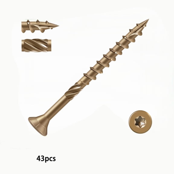 ZHZFKQ Deck Screws #10 X 4 Inch, 43 Pcs Wood Screws Torx Drive Head for Outdoor Decking Wood Fence, Exterior Epoxy Coated Brown Finish 4 Inch Deck Screws Wood Exterior