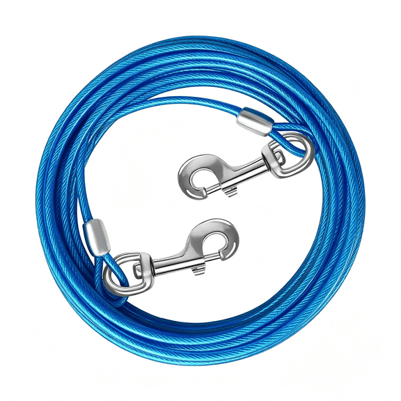 ZHZFKQ Dog Tie Out Cable 10/15/20/25/30/50Ft Dog Runner for Yard Steel Wire Cable with Durable Superior Clips Blue Dogs Chains for Outside Lead for Large Dogs Up to 165 Lbs