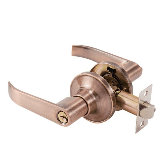 ZHZFKQ Door Knob with Lock - Antique Red Aluminum Alloy Door Handle, No Drill Installation Privacy Lever for Bedroom Bathroom Interior Doors, Corrosion Resistant Entry Door Knob for Home Office