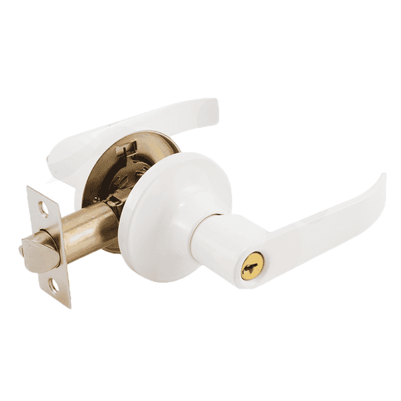ZHZFKQ Door Knob with Lock for Bedroom and Bathroom, No Drill Door Handle Made of Aluminum Alloy, Corrosion Resistant Privacy Lever for Interior Doors, Office, Closet, White