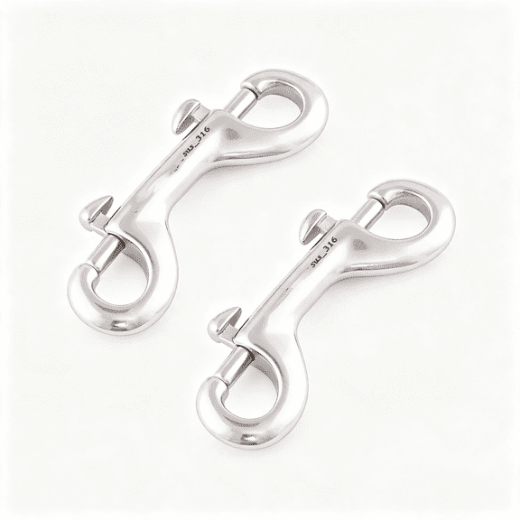 ZHZFKQ Double Ended Snap Hooks,2Pcs Heavy Duty Double Ended Trigger Bolt Snaps,Stainless Steel 316 Marine Grade Metal Clips for Diving,Dog Leash,Feed Buckets