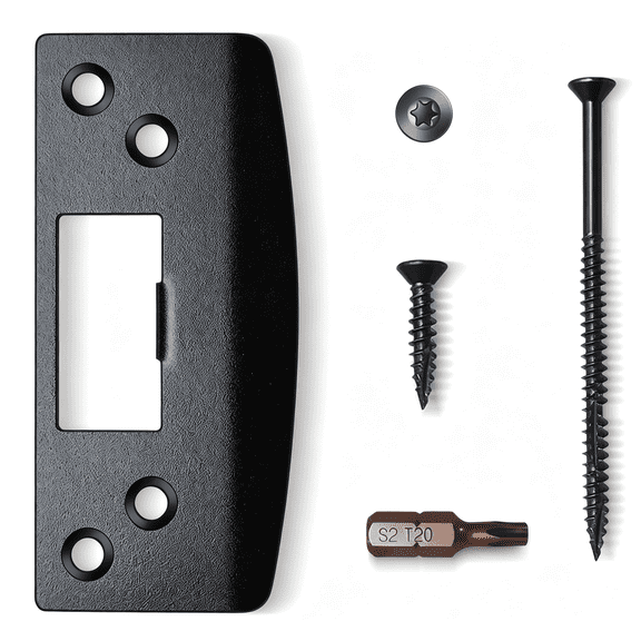 ZHZFKQ Extra Large Door Strike Plate,Heavy Duty Version,Matte Black|Oversized Design with Large Hole/Opening,Fix Door Won'T Latch In,Cover Worn Jamb Slot,Reinforced Striker Repair Kit