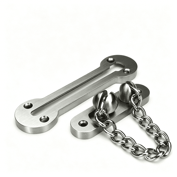 ZHZFKQ Extra-Thick Door Chain Lock- Sus304 Stainless Steel Casting Door Security Chain Guard, Heavy Duty Latch Lock for Inside Door, Brushed Nickel Finish (Deluxe Extra-Thick:3 Mm) (Ek-07)