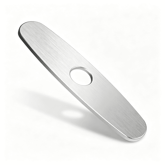 ZHZFKQ Faucet Plate,Kitchen Sink Faucet Hole Cover Deck Plate,10"Escutcheon Plate for 1 Or 3 Hole Kitchen Bathroom Sink Faucet,Premium Stainless Steel,Brushed Nickel