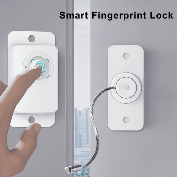 ZHZFKQ Fingerprint Fridge Lock,Door Locks for Child Safety,Refrigerator Lock,Lock for Cabinet,Drawer,Freezer,Adhesive Or Drill (White)
