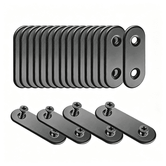 ZHZFKQ Flat Straight Brace,20Pcs Metal Brackets with 40Pcs Screws | Black Joint Plate Connector Repair Fixing Bracket for Wood Wood Chair Bookshelf Board Window Furniture Cabinet