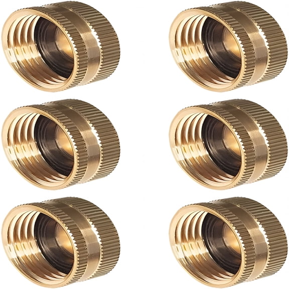 ZHZFKQ Garden Hose Cap with Washer Brass Hose End Garden Hose Connector Brass Caps 3/4" NH 6Pcs Garden Hose Female Fitting Caps