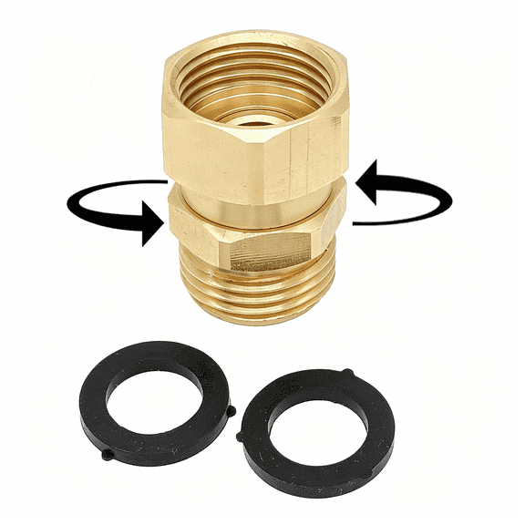ZHZFKQ Garden Hose Swivel Adapter Fitting,Pressure Washer Gun Swivel Connector Joint Anti-Twisting Fitting,Good Sealing Performance,Brass