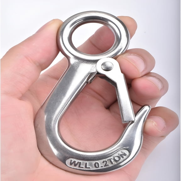 ZHZFKQ Grab Hooks, Slip Hooks, 304 Stainless Steel Lifting Hook Rigging Accessory, 440 Lbs Work Load