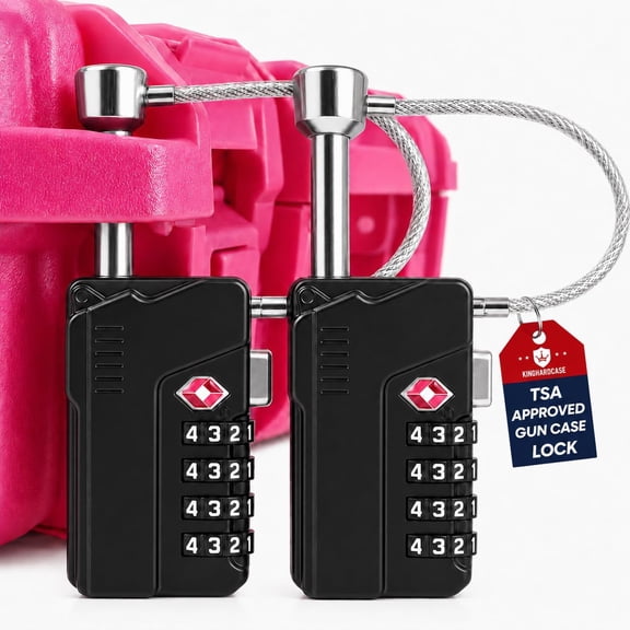 ZHZFKQ Gun Case Lock 4 Digit Combination Lock for Gun Case, Pistol Case, Ammo Box and Rifle Case, Tsa Approved Resettable Lock with Long Shackle, Zinc Alloy, 2 Pack