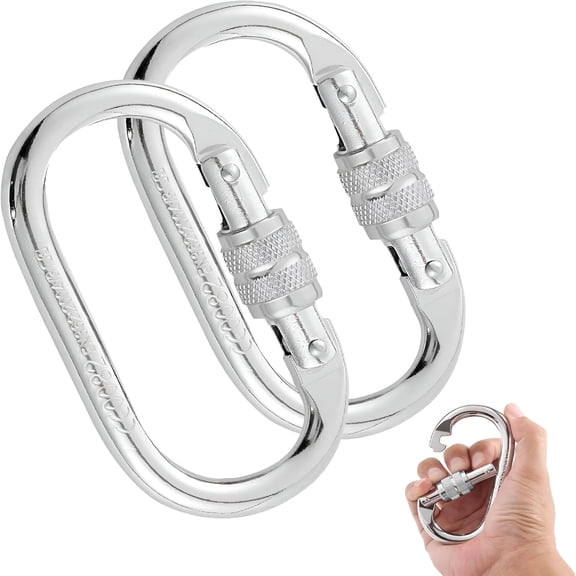 ZHZFKQ Heavy Duty Climbing Carabiner, Rated 25kN(5620lbs), Screw Locking Carabiner Clip, Oval Shape Carabiner for Rappelling, Hammocks, Aerial Work, Rigging, Rescue, Arborist