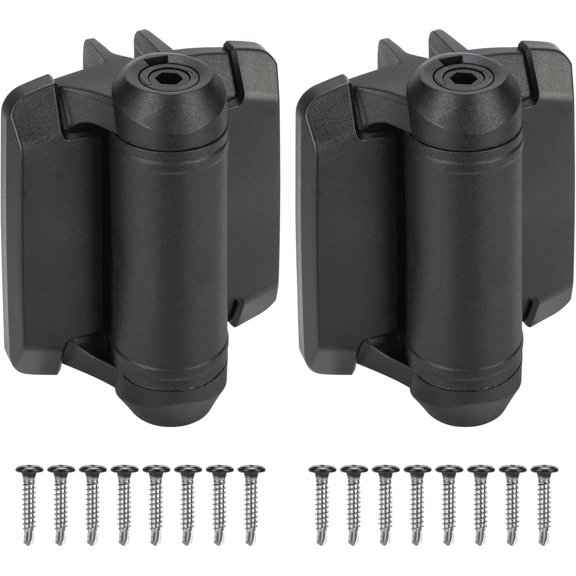 ZHZFKQ Heavy Duty Self Closing Gate Hinges with Safety Cap,Pool Gate Hinges with Alignment Legs No Rust and Adjustable Fence Hinges Kit for Outdoor Metal Gate,Vinyl Gates,Wood Gate,Black,2 Count