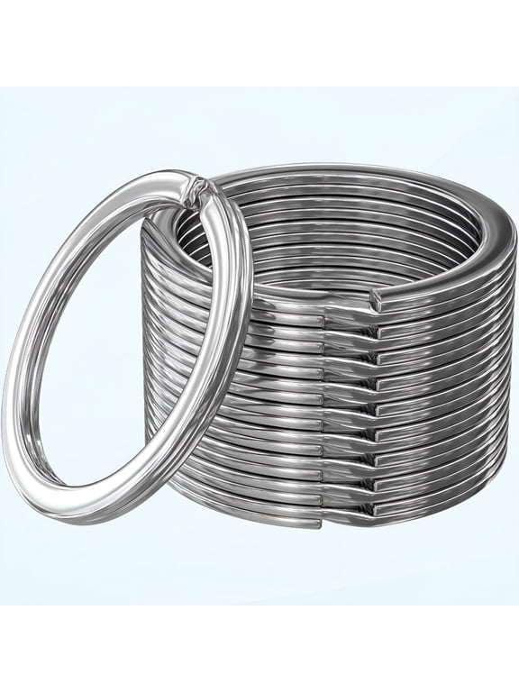 Heavy Duty Split Key Rings Bulk 10 Pack, Large Nickel Plated Metal Keychain Loops for Car Keys, Dog Tags, Lanyards, and DIY Office Organization