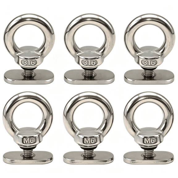 ZHZFKQ Kayak Track Mount Accessories 6 Pack,Stainless Steel Tie Down Eyelet Rail System for Kayak Canoe Boat Rv Trailer Sailboat Kayak Track Mount Accessories