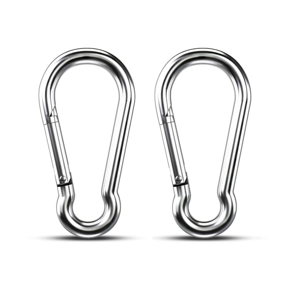ZHZFKQ Large Carabiner Clip Hooks,2Pcs 4" Carabiners Heavy Duty,304 Stainless Steel Spring Snap Hook Fits Camping Hanging Hiking Weight Lifting,Metal Clips for Rope Or Chain
