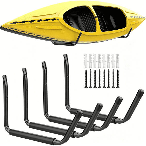 ZHZFKQ Lightweight Kayak Storage Rack, Wall Mount Kayak Hooks for Garage Utility Storage Hangers for Canoe, Surfboard, Skiis, Snowboard, Paddle Board, Ladders