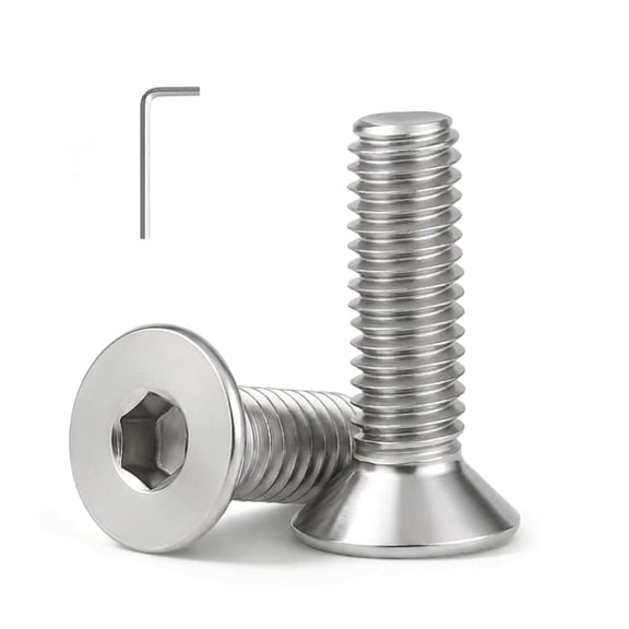 ZHZFKQ M5 X 14Mm (25 Pack) Flat Head Hex Socket Cap Screws Bolts Countersunk Bolts,Hex Drive,304 Stainless Steel 18-8,Fully Thread,Bright Finish M5 * 14Mm Screws