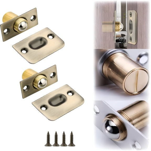 ZHZFKQ Magnetic Ball Catch for Top of Door, Adjustable Silent Ball Latch for Closet, Cabinet, and French Doors, 2PCS, Hidden Drive-In Latch, Easy Installation, Smooth Operation